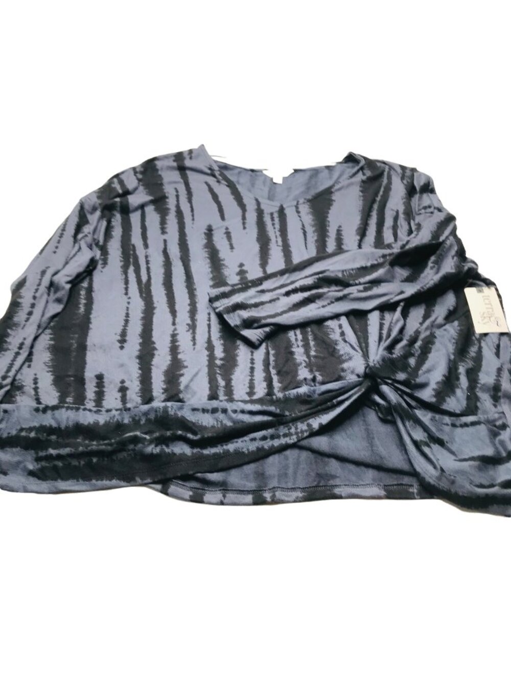 Terra And Sky Women's Size 3X 24W-26W V-Neck Twist Side Brushed Long Sleeve Top